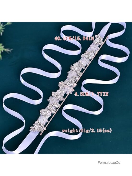 Rhinestone Wedding Bridal Belt Handmade Crystal Beaded Sparkly Sash for Dress main image 6